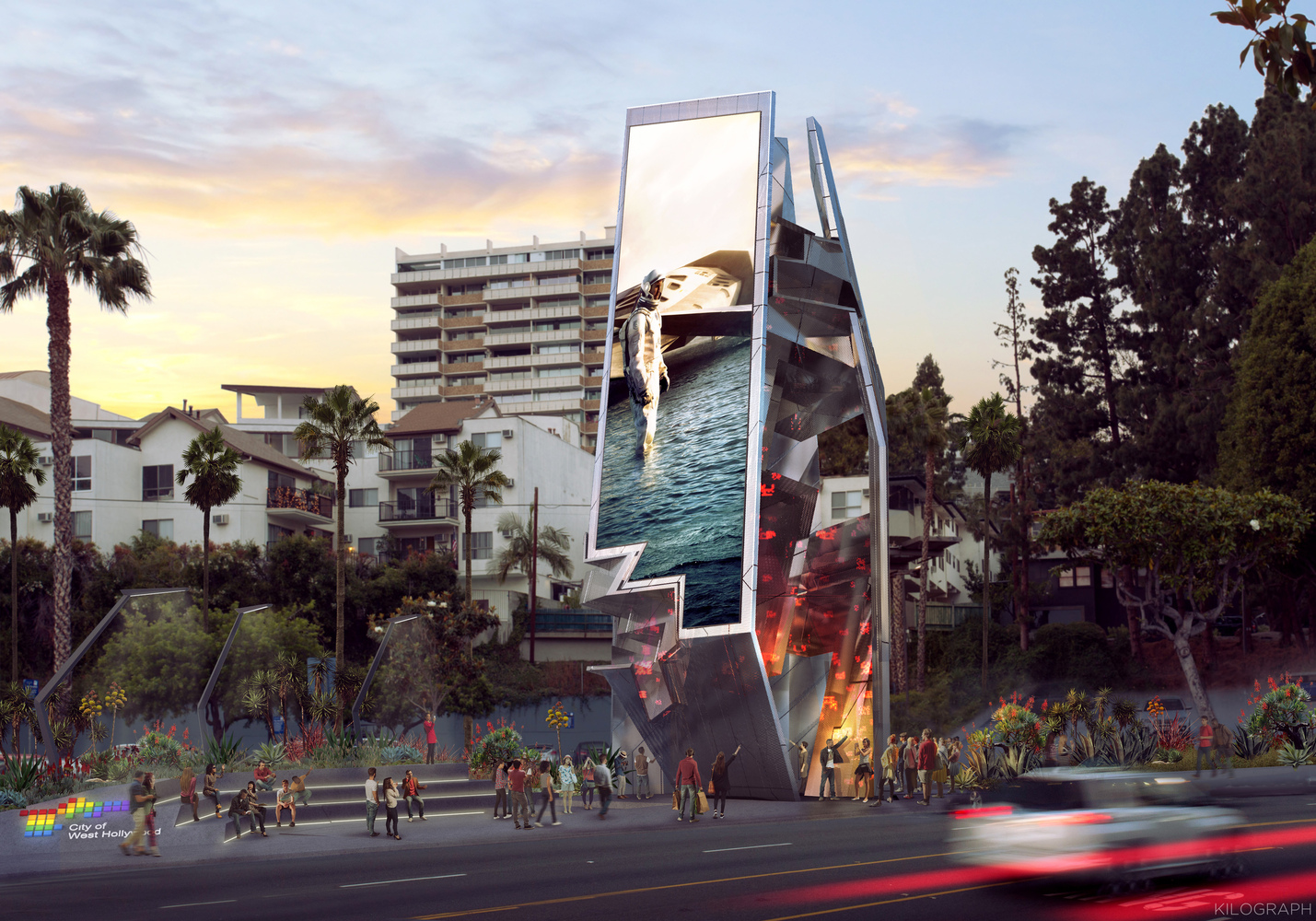 Orange Barrel Media + Tom Wiscombe Architecture + MoCA – West Hollywood Belltower / Source: City of West Hollywood 